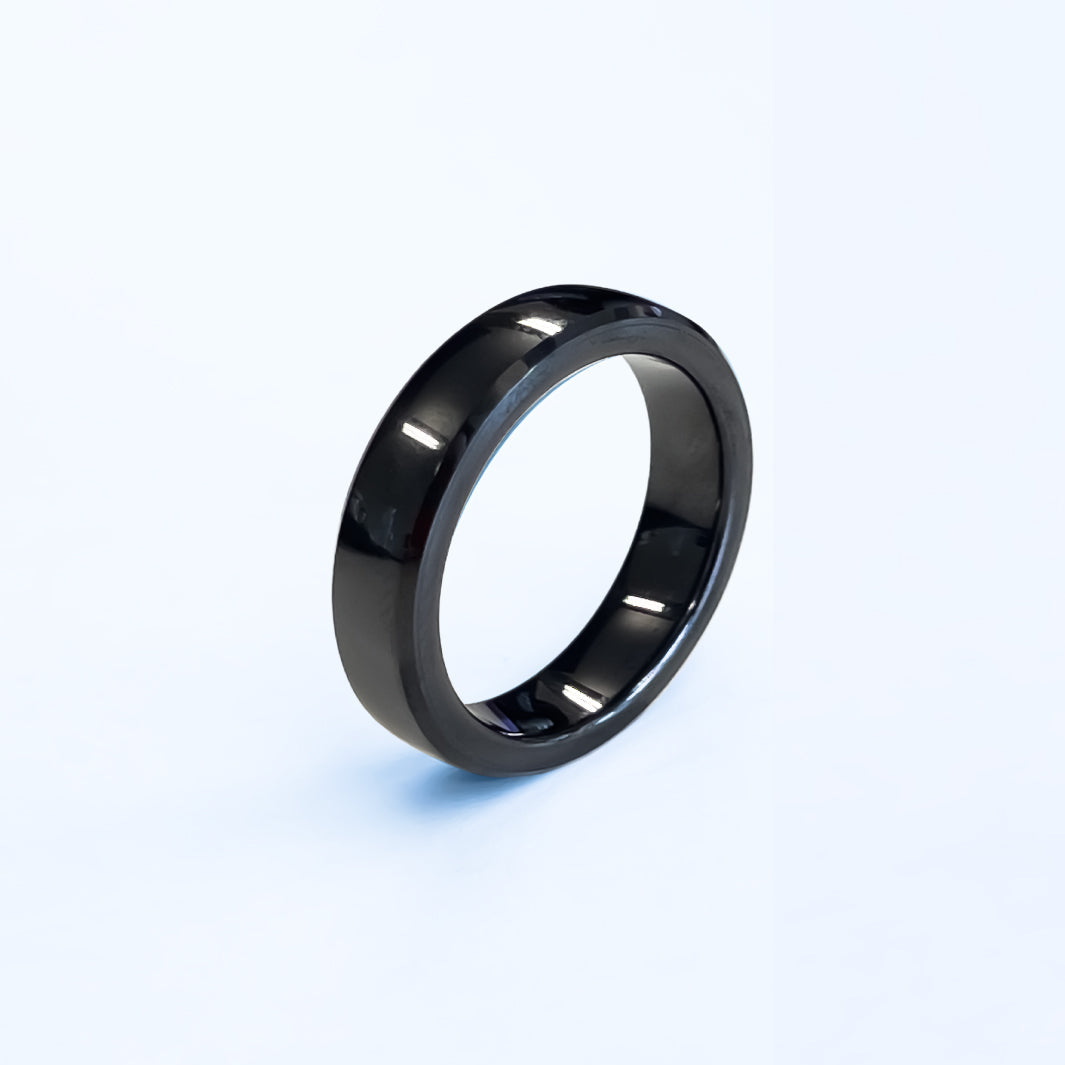 RingPay's Zirconia Ceramic Payment Ring in Black shown on a plain background.